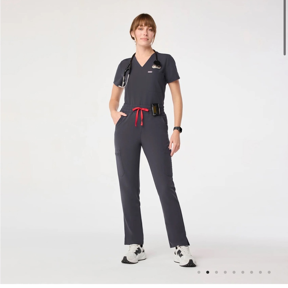 Figs Dowa High Waisted Pants Charcoal